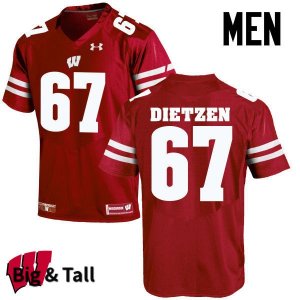 Men's Wisconsin Badgers NCAA #67 Jon Dietzen Red Authentic Under Armour Big & Tall Stitched College Football Jersey WM31D06FJ